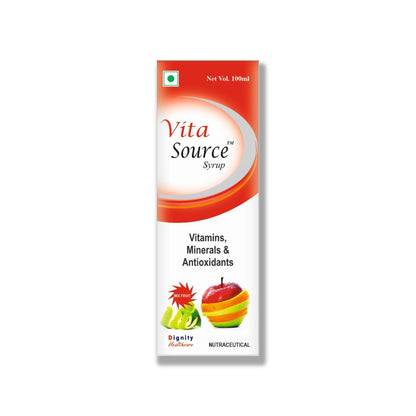 Vita Source Syrup 100ml | Multivitamin & Multimineral Nutraceutical Supplement | Boosts Energy, Immunity & Overall Wellness | Rich in Antioxidants with Natural Mix Fruit Flavour