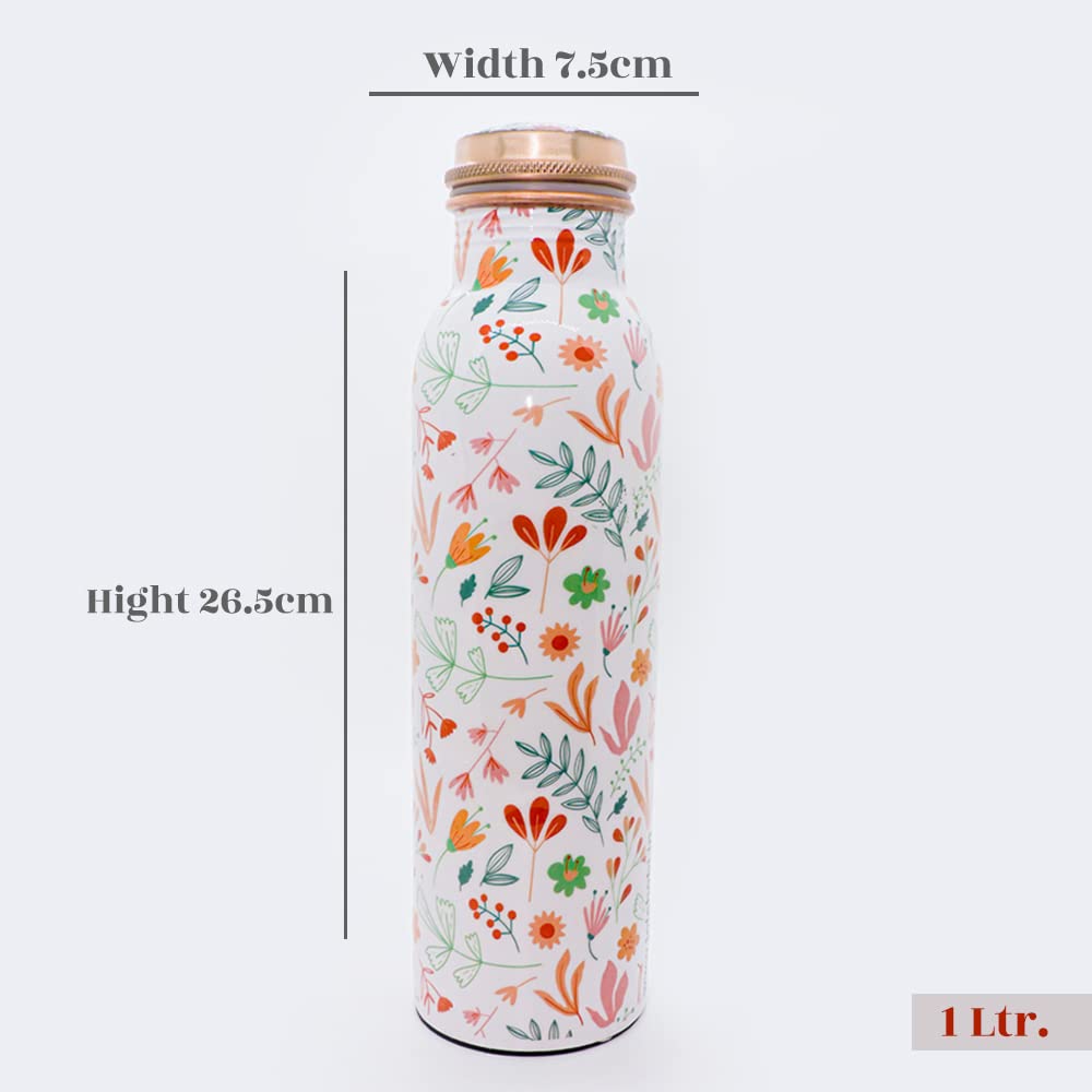 Jolchobi Multicolor Floral Pure Copper Bottles for Water 1 Litre Premium Meena Printed Copper Water Bottle for Office Use 1000ML (1)