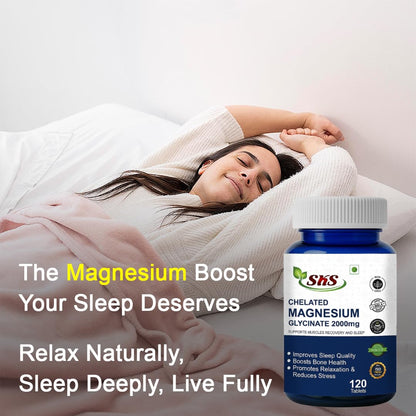 Magnesium Glycinate Tablets | High Absorption Chelated form for Muscle Recovery, Sleep & Nerve Health | 2000mg Per Serving – 60 Veg Tablets