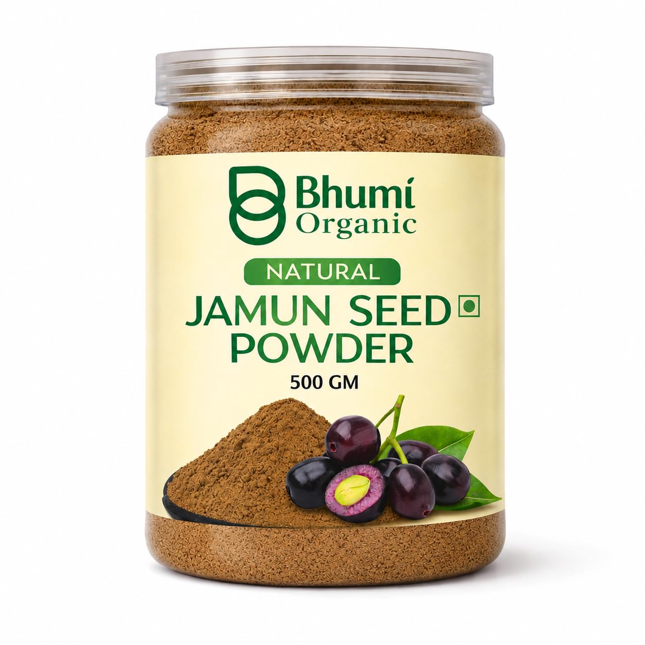 Bhumi Organic Ayurveda Jamun Seed Powder for Diabetes - 500 Grams - Herbal Supplement - Pure Jamun Seeds