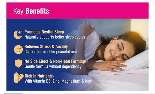 Sleepy Bliss Natural Sleep Aid Nutra Tablets with Melatonin, L-Theanine, Tagar, L-Tryptophan, Essential Minerals, Non-Habit Forming Formula for Restful Sleep
