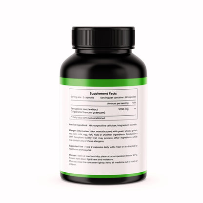 CITRUS NUTRACEUTICAL Fenugreek Seed Extract Supplement 1000 mg For Improve Digestion, Regulate Blood Sugar Level, Increase Lactation and Cardiovascular Support – 60 Capsule (Pack of 2)
