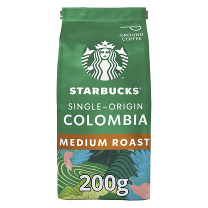Starbucks Colombia Medium Roast Ground Coffee Packet, 200g