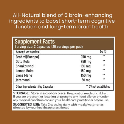 Rooted Active's Brain Booster - Brahmi Shankpushpi, Bacopa, Lions Mane- image 2