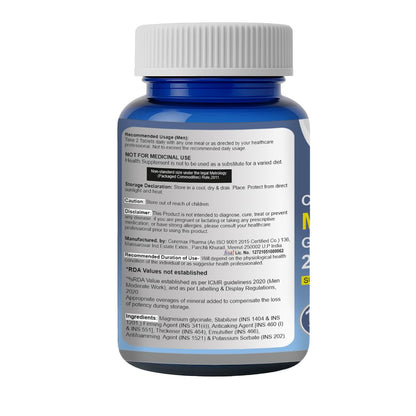 Magnesium Glycinate Tablets | High Absorption Chelated form for Muscle Recovery, Sleep & Nerve Health | 2000mg Per Serving – 60 Veg Tablets
