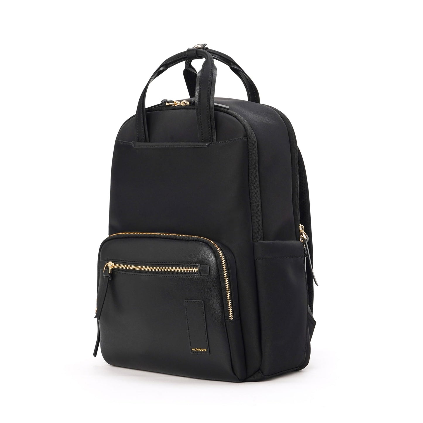 MOKOBARA Sundae Backpack | Fits 15 Inch Laptop, 20L Capacity, Scratch-Free Microsuede Lining | Water Resistant Soft Nylon Fabric, Vegan Leather Trims | Organized Travel | Money Moves, Black