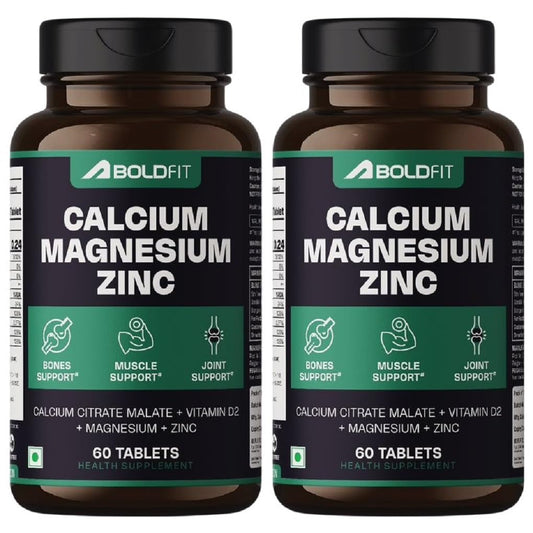 Boldfit Calcium Tablets 1000 mg with Magnesium & Zinc for Women and Men, Calcium Supplement for Bone & Joint Support, 120 Tablets