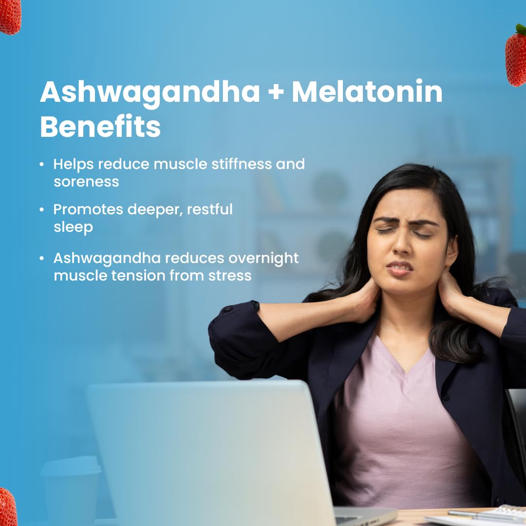 Gytree Sound Sleep Gummies for Women with Melatonin & Ashwagandha | Non-Addictive Sleep Gummies | Improves Sleep, Relaxes Nerves & Busts Stress | Sleep Supplement | Strawberry Flavour (Pack of 60)