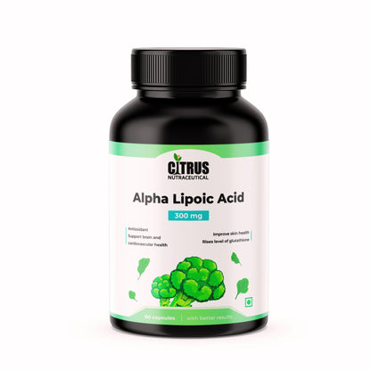 CITRUS NUTRACEUTICAL Alpha Lipoic Acid 300 mg, Glucose metabolism, Support Liver, Skin, Brain, Nervous System Health- 60 Capsules