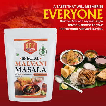 SRV SPICES Special Malvani (Malwani) Masala | Perfect for Seafood | Crafted with 24 Handpicked Ingredients | Rich, Aromatic Flavor from 57 Years of Expertise | Traditional Maharashtrian Masala | 100g Pack