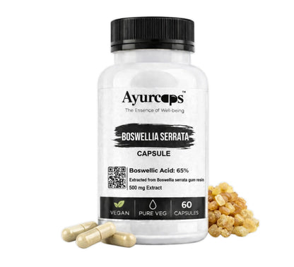 Ayurcaps Boswellia Serrata 500mg Capsules | 60 Veg Capsules | Ayurvedic Herbal Supplement For Joint Support And Flexibility | Plant Based Extract For Men And Women