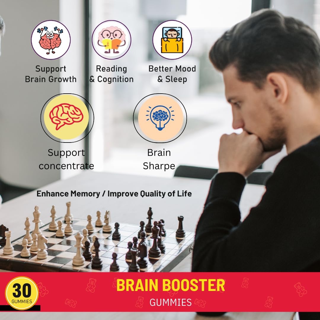 Knoll Healthcare Nutrinol Brain Booster Gummy Bacopa Monnieri | Boosts Memory, Focus & Concentration | Brain Fog Support | Improve Quality of Life Bacopa monneieri 60mg |Blueberry Flavour 30 Gummies
