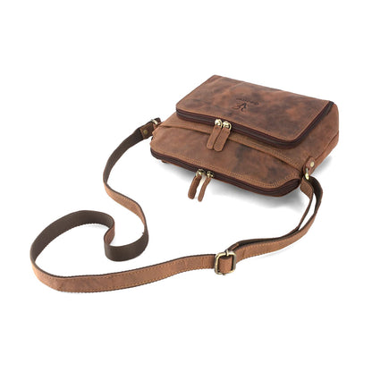 Goatter Hunter Leather Casual Sling Bag for Girls and Women (Coffee Brown)