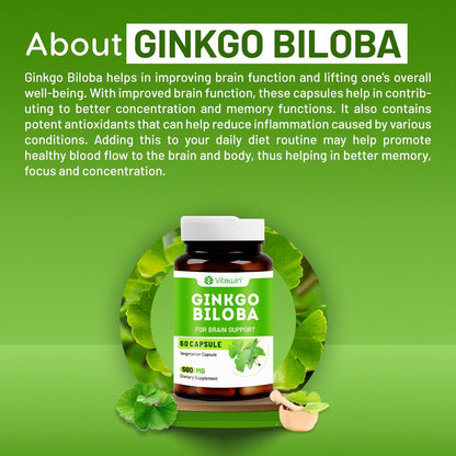 VitaWin Ginkgo Biloba For Brain Tonic, Herbal Nutrition Supplement, Nat- image 4