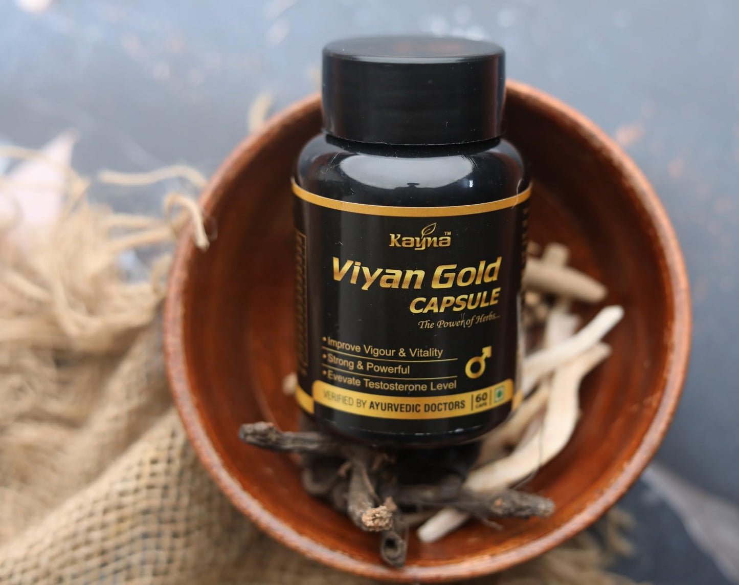 KAYNA HEALTHCARE Viyan Gold Capsule for Men | Ayurvedic Proprietary Medicine | Supports Vigour, Vitality & Strength | With Ashwagandha, Shilajit & Safed Musli | 60 Capsules