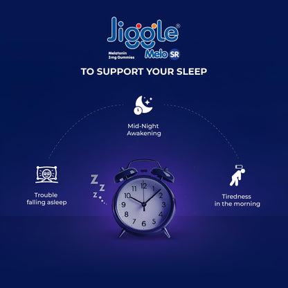 Jiggle Melo SR I 3mg Melatonin Gummies for Sleep I Sustained Release Melatonin | No Added Sugar I Non Habit Forming I Strawberry Flavour I 30 Gummies