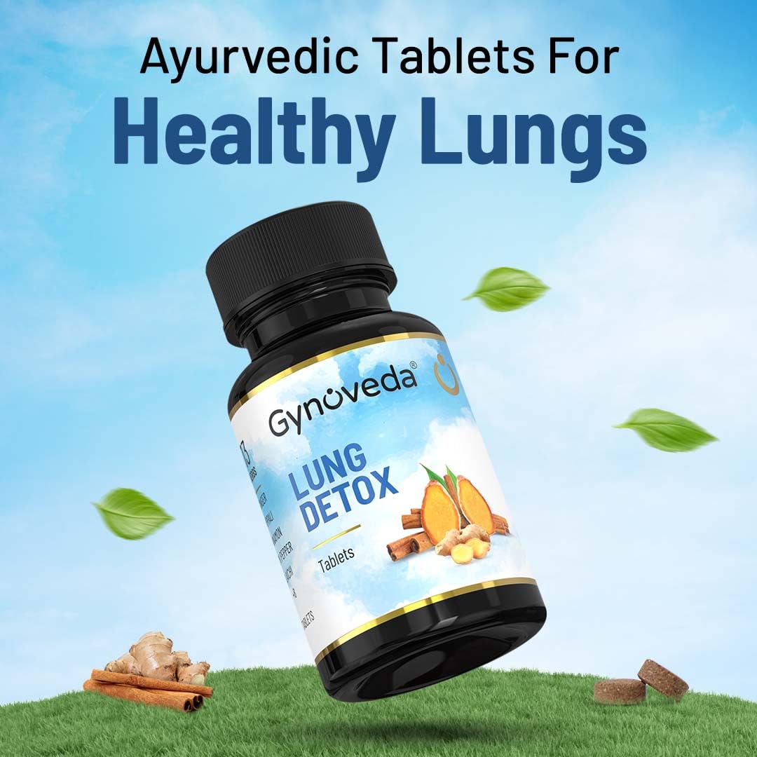 Gynoveda Lung Detox Ayurvedic Tablets. Reduces Damage From Smoking, Pollution. Removes Tar, Toxins, Mucus. Improves Lung Health and Immunity. 1 bottle, 120 tablets