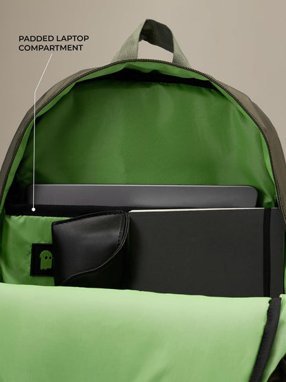 The Souled Store Utility Backpack – Army Green – Padded Laptop & iPad Sleeve, 17 L Capacity, Water-Resistant Casual Daypack for Daily Carry and Travel