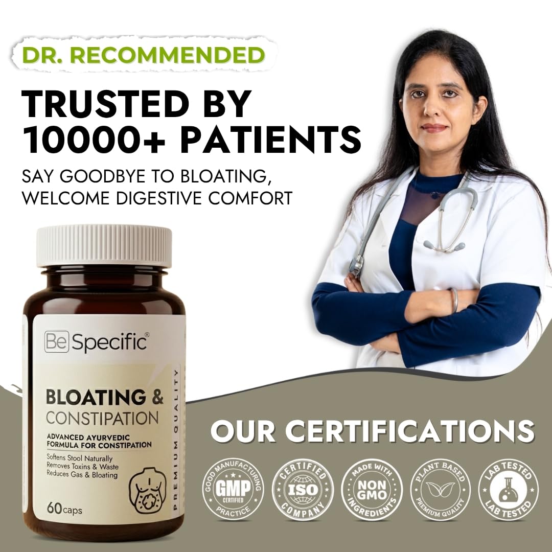 BeSpecific Bloating & Constipation Care Capsules (60) | Ayurvedic Digestive Formula with Natural Extracts | Supports Relief from Gas, Bloating, Indigestion & Irregular Bowel Movement | Gut Health Support