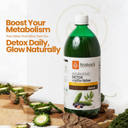 KRISHNA'S HERBAL & AYURVEDA Ayurvedic Detox Juice 1000 ml | Ayurvedic Detoxification | Perfect combination of giloy, karela, jamun & neem