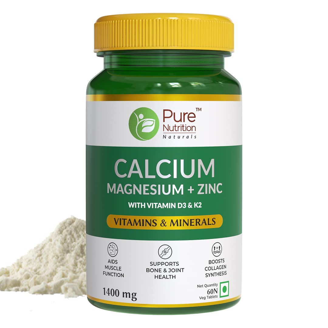 Pure Nutrition Calcium Cirate 60 Tablets, With Magnesium Zinc & Vitamin D3 & K2 (600 IU) for Women & Men | Supports Bone & Joint Health | Help Muscle Health & Boosts Collagen Synthesis