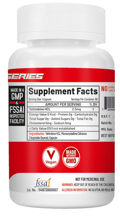 NutriJa Yohimbine HCL 2.5mg - Pack of 60 Capsules