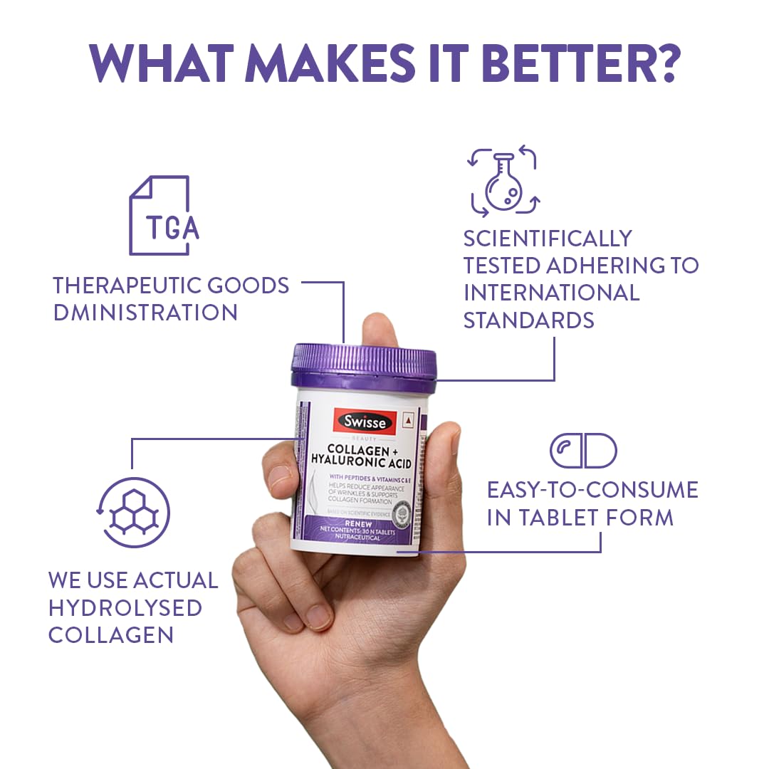 Swisse Collagen+ Hyaluronic Acid with Peptides, Vitamin C & E to Boost- image 7