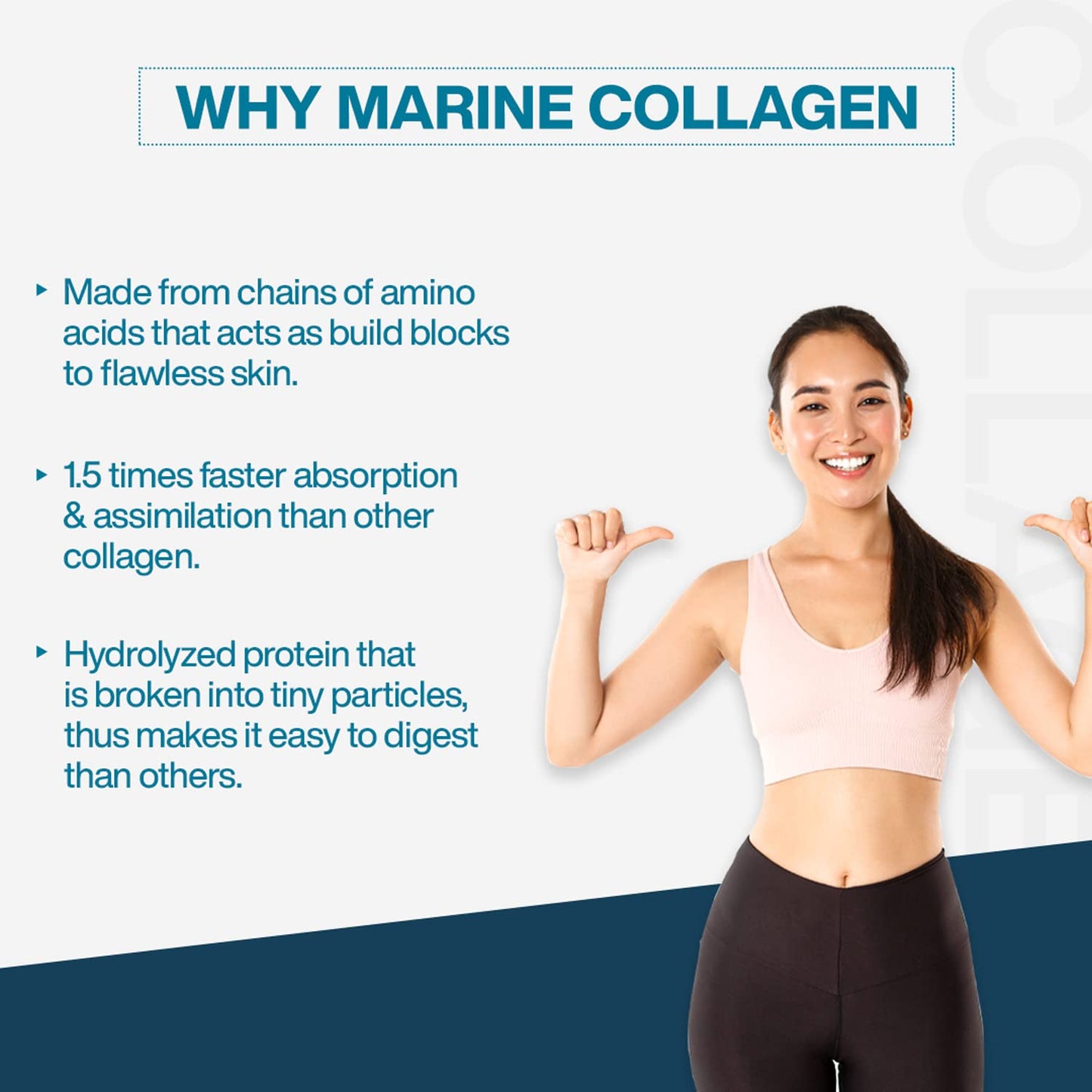 MyFitFuel Hydrolyzed Marine Collagen with Glucosamine, Hyaluronic Acid, Biotin, Zinc & Vitamin C | For Skin, Hair, Nails & Joints (Orange, 200 gm)