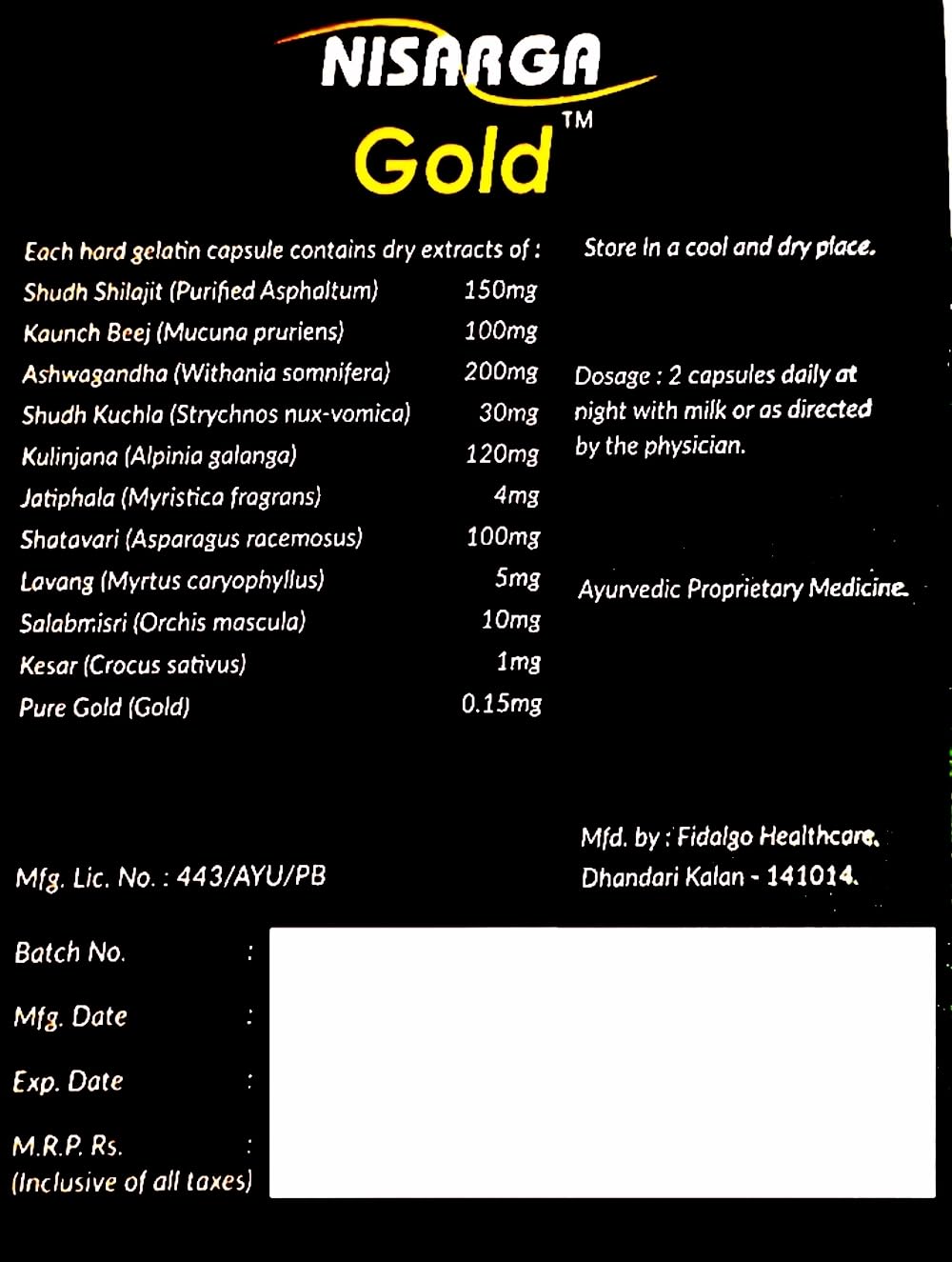 Neuhack Nisarga Gold Shilajit Capsules with Ashwagandha, Kaunch Beej for Strength, Stamina, Vigor supplement | 20 Capsules