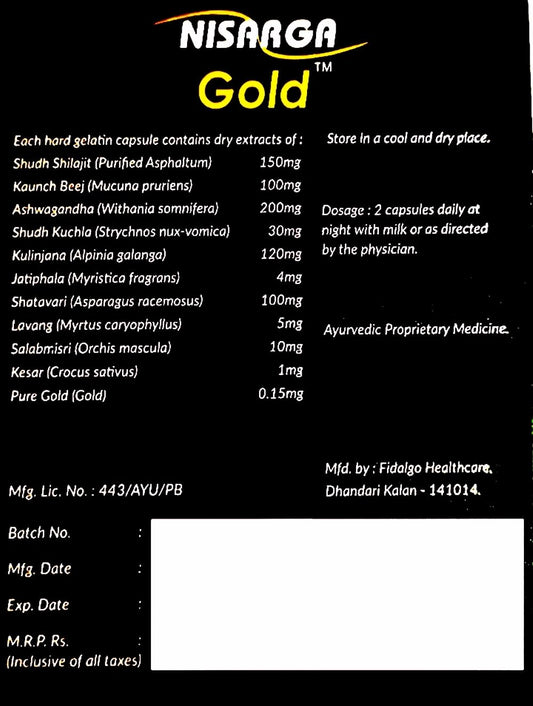 Neuhack Nisarga Gold Shilajit Capsules with Ashwagandha, Kaunch Beej for Strength, Stamina, Vigor supplement | 20 Capsules