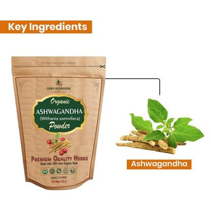 Organic Ashwagandha Powder | Pure Withania Somnifera Root Powder | Natural Stress Relief & Energy Support | Ayurvedic Adaptogen Supplement | No Additives, Non-GMO