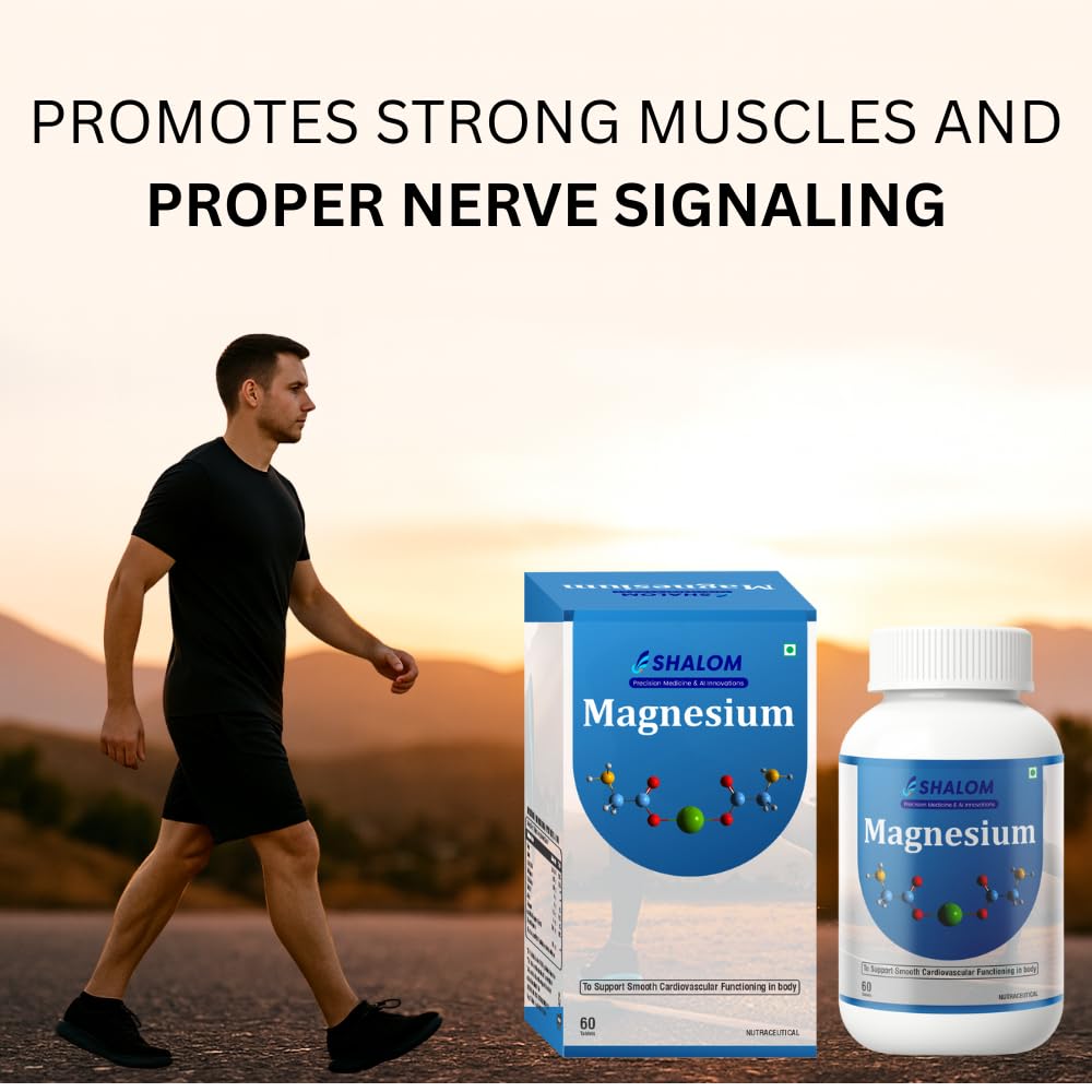 Shalom Pharmaceuticals Magnesium Glycinate (2000 mg, 100% RDA) | Better Sleep Quality & Muscle Recovery | High Absorption Chelated Magnesium | 60 Tablets