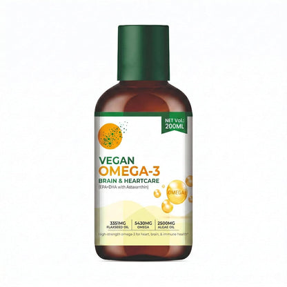 Vegan Omega 3 Oil – Algae Oil Omega with EPA DHA & Astaxanthin | Supplement for Heart, Brain, Eyes, Skin & Joints | High EPA DHA