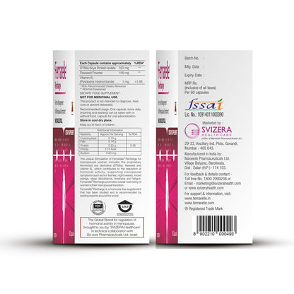 Femarelle Recharge | 50-59+ Women Menopause Supplements; 40+ Countries | DT56a Clinically-Proven | Menopause Symptoms, Mood Swings, Hot Flashes | 60 Capsules (1 Month Usage)