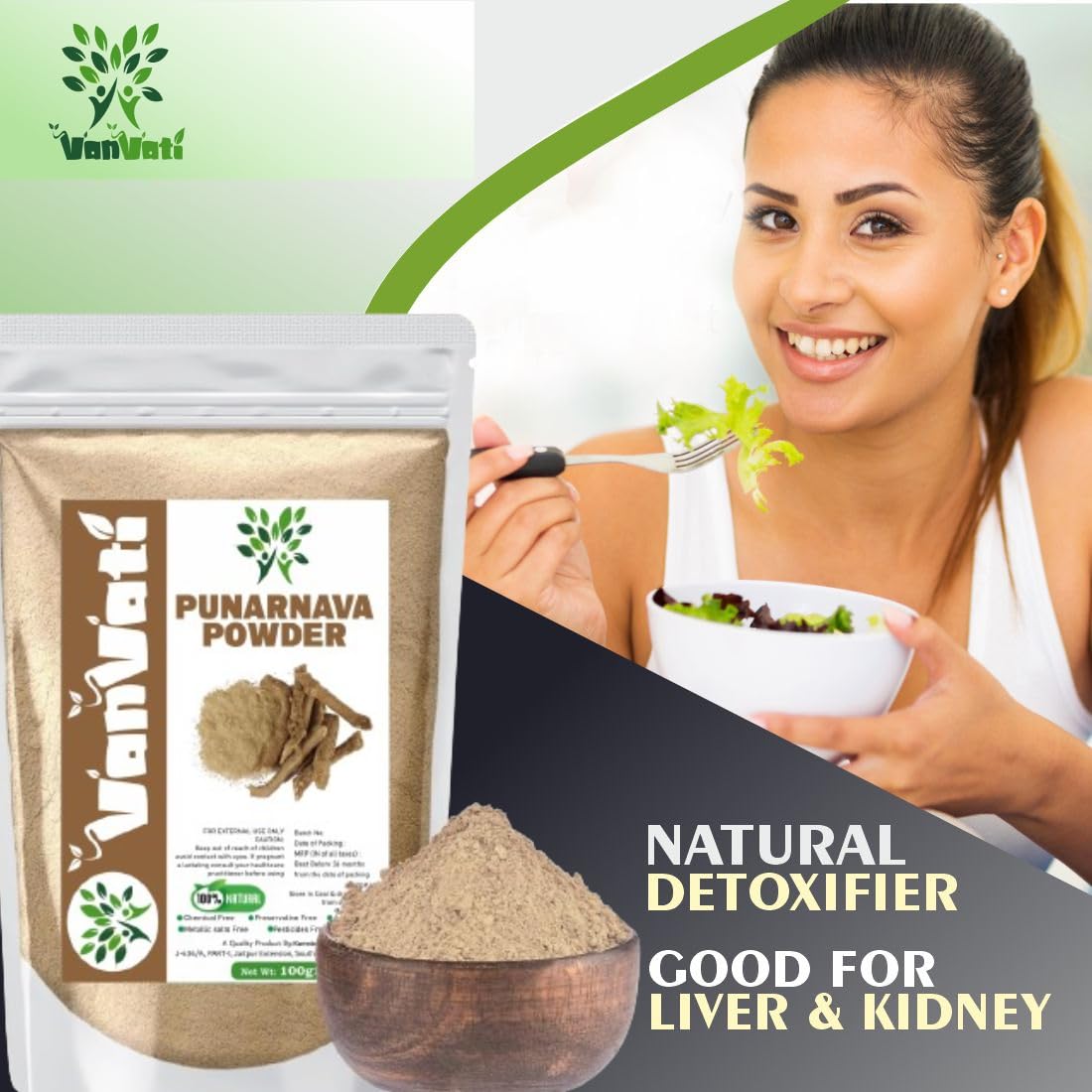 VANVATI Pure Punarnava Powder Herbal Powder For Kidney Health Care And Wellness 100gm