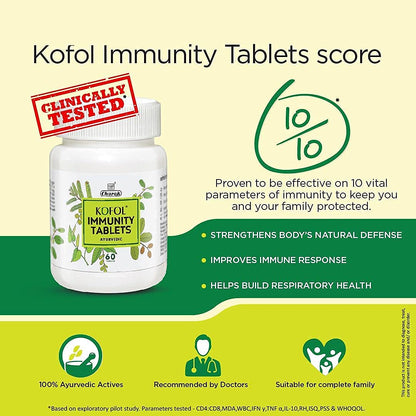 Charak Kofol Immunity Tablets, 60 Tablets With Goodness Of Giloy, Haldi, Pippali & Shunti, Immunity Enhancer For Complete Family, Children & Elders 60 Tab (Pack of 1)