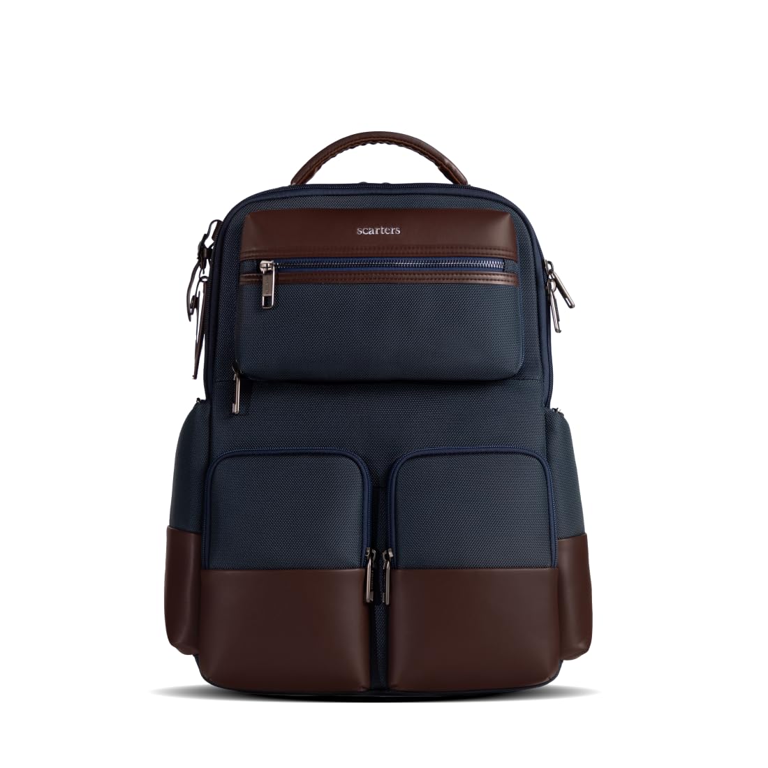 scarters Terminal 16" Laptop Bag 24L, Water Resistant (Navy Blue & Brown)