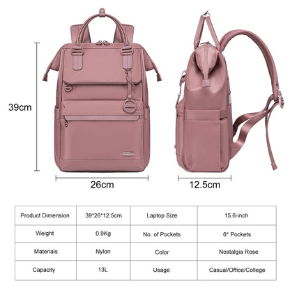 Chantria Laptop Backpack for Women 15.6-inch Work Office Backpack 13L Capacity Laptop Bag College Bookbag Water-resistant Casual Backpack for Travel (Nostalgia Rose)