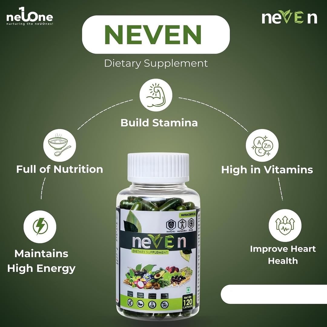 NeuOne Neven Dietary supplement an Ayurvedic properietary medicine power of18 ingredients 120 capsules