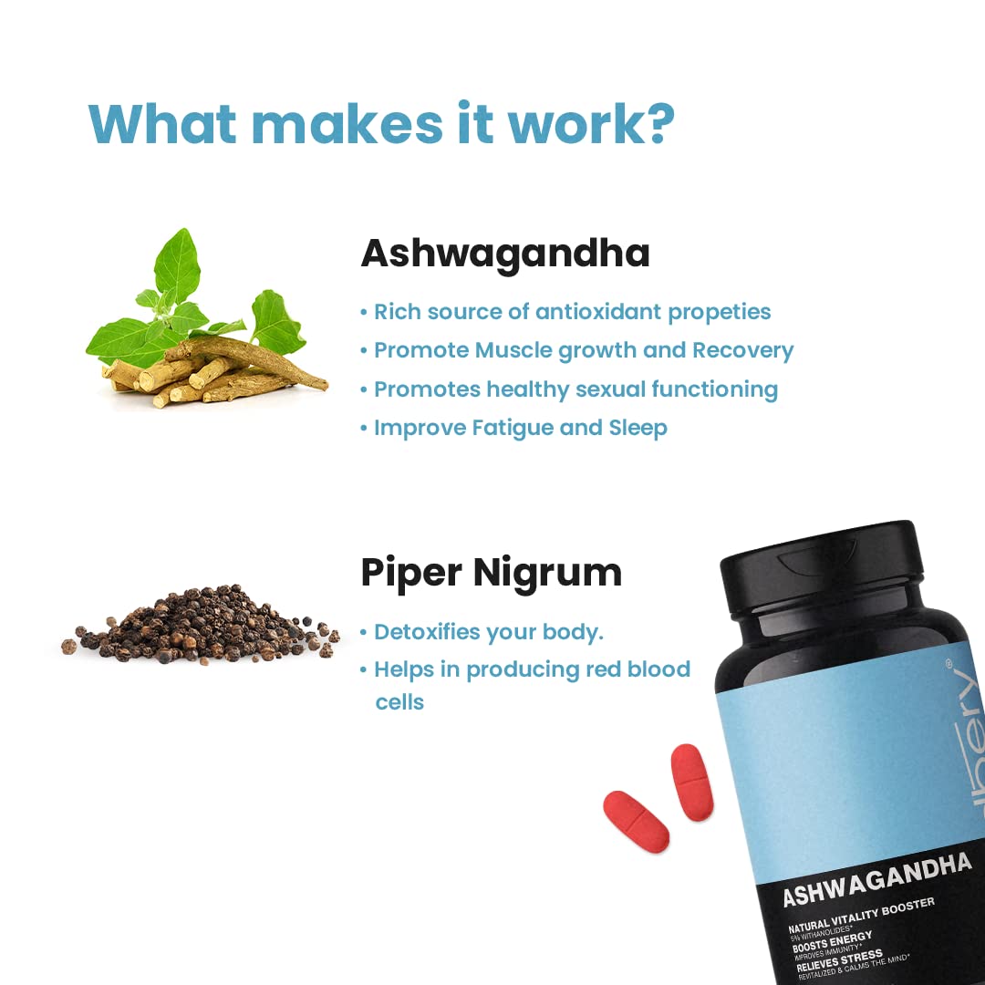 Meadbery Ashwagandha Tablet, 1000mg of True Himalayan Ashwagandha Tablet, Energy and Immunity Booster Ashwagandha Capsules for Men and Women, Clinically Researched Ingredients (60 Tablets)