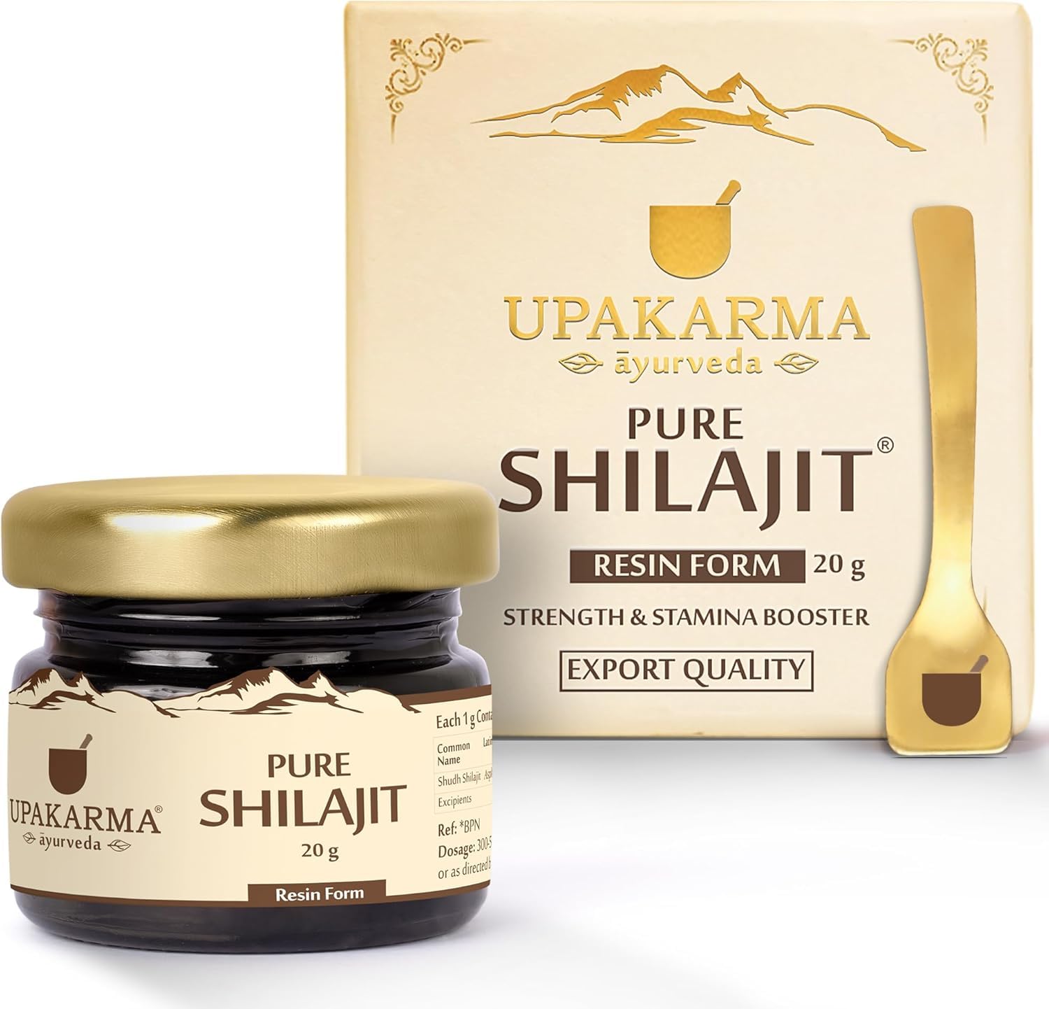 UPAKARMA Pure Shilajit Resin 20g | 300mg/serving | Extensive Global Sourcing | B