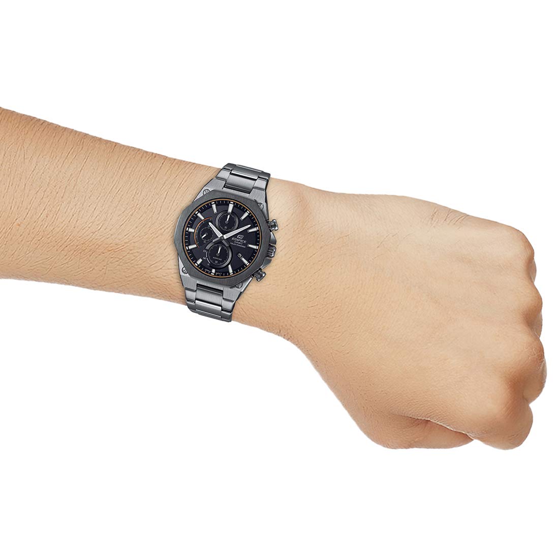 Casio EDifice EFS-S570DC-1AUDF Gray Analog Dial Gray Ion Plated Stainless Steel Band Men's Watch Solar Powered Sapphire Glass EX529