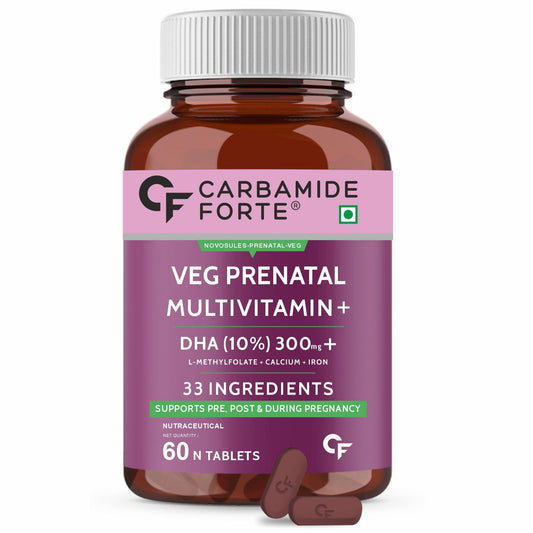 Carbamide Forte Veg Prenatal Multivitamin for Pregnancy with DHA 300mg Multivitamin for Women- 60 Tablets