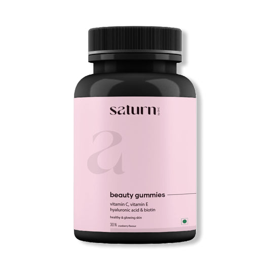Saturn by GHC Beauty Gummies for Women, with Vitamin C, Vitamin E, Hyaluronic Acid and Biotin, Cranberry Flavour, 30 Count