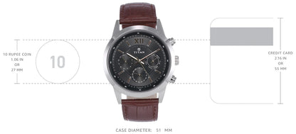 Titan Neo Analog Black Dial Men's Watch 1766SL02/NN1766SL02/NP1766SL02 Genuine Leather, Brown Strap