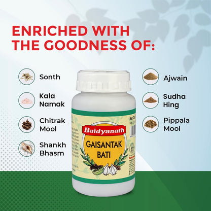 Baidyanath Gaisantak Bati, Reduces And Neutralizes Acid Levels|Provide Quick Relief From Common Digestive Problems Like Gas, Hyperacidity, Flatulence And Bloating (Powder, 100 G)