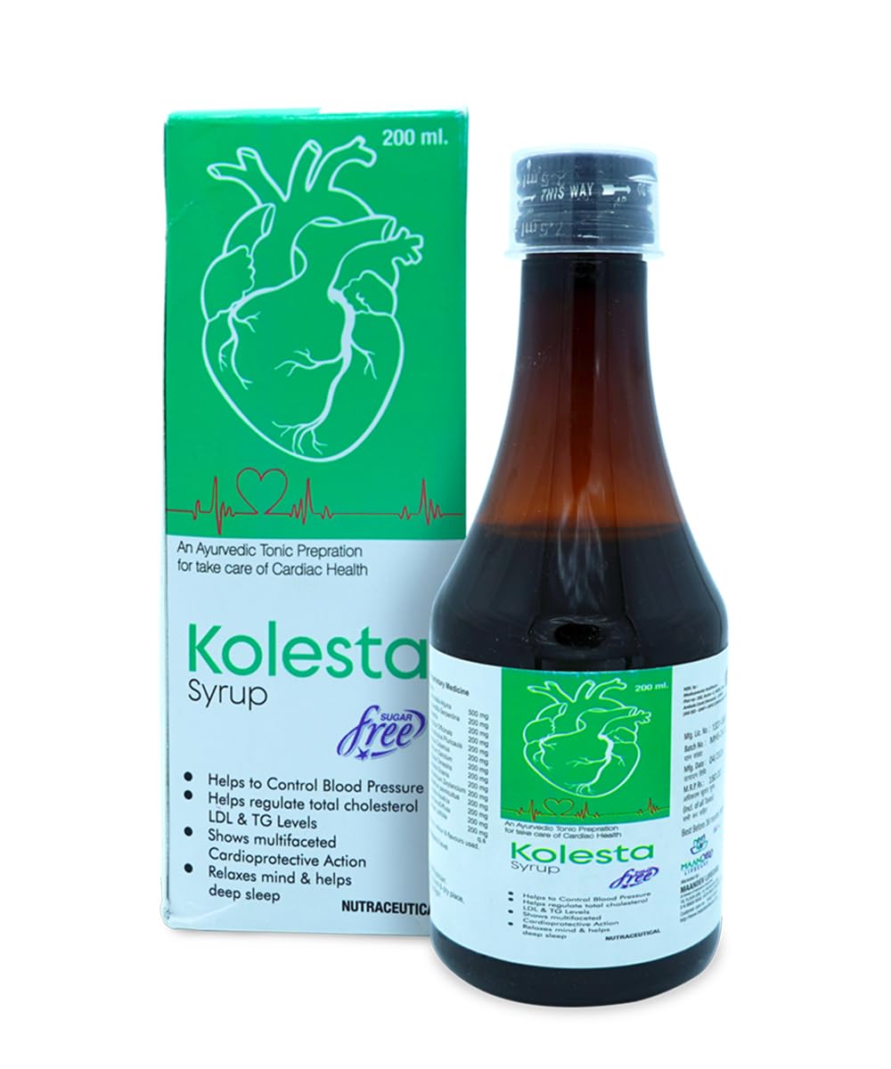 Maandev Lifecare Kolesta Ayurvedic Heart Health Syrup | With Arjuna, Apple Cider, Garlic & Ginger | Herbal Juice for Cholesterol, Blood Pressure & Circulation | 200ml