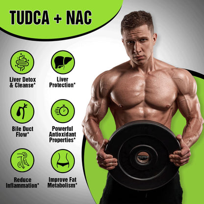GREENDORSE TUDCA + NAC (N-Acetyl cysteine) supplement 99% purity| Liver, Kidney, Heart, all Organs Support| On/Post Steroid & Supplementation Cycle Support for Bodybuilders, Weightlifters & Athletes- 60 Capsules
