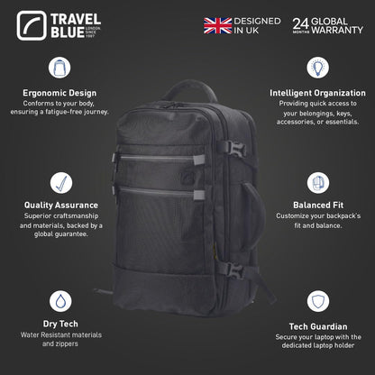 Travel Blue Traveller Journey 15.4 Inch Laptop Backpack Black