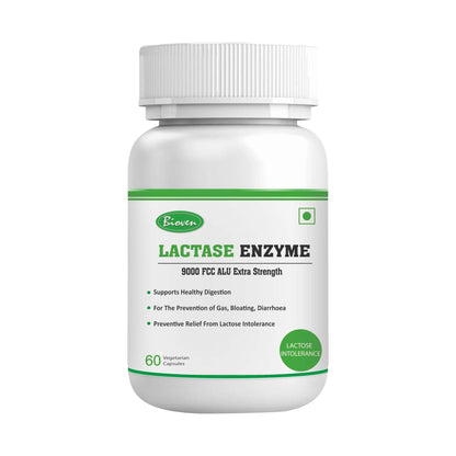 Biovencer Lactase Enzyme 60 Vegetarian Capsules-9000 FCC ALU | Supports Lactose Digestion | Dairy Relief Supplement | Fast-Acting, Non-GMO, Gluten-Free |